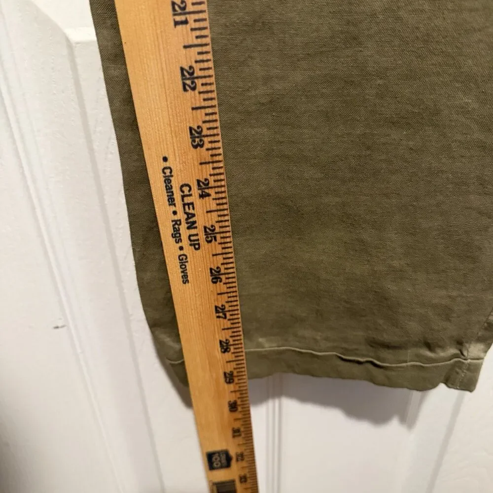 S&K Enterprise Mens Large 100% Linen Pants Olive Green Elastic Waist Casual
